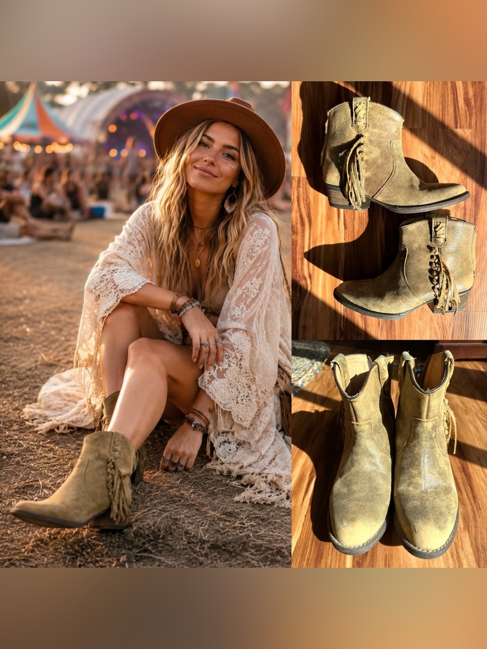 Very Volatile Genuine Leather Fringe Ankle Boots